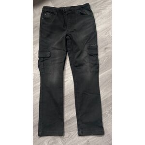 Wonder Nation Boys XL 14-16 Black Cargo Denim Pants Elastic Waist